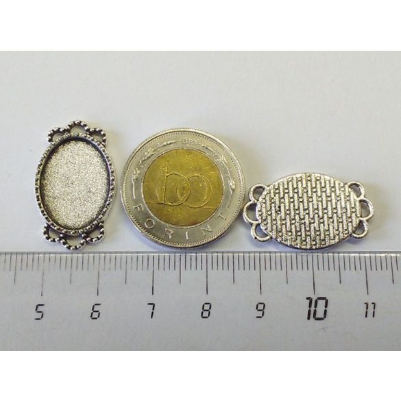 Ovális antik ezüst medál-alap 6hurokkal (18*13mm)