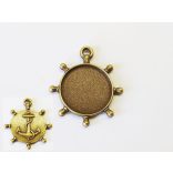 Hajókormány alakú, díszes hátoldalú medál-alap (20mm)