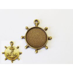 Hajókormány alakú, díszes hátoldalú medál-alap (20mm)