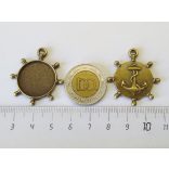 Hajókormány alakú, díszes hátoldalú medál-alap (20mm)