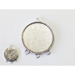   30 mm antik ezüst 1+3 hurkos összekötő medál, levélmintás hátoldallal