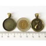 Antik Bronz Macskás hátoldalú medál-alap (20mm)