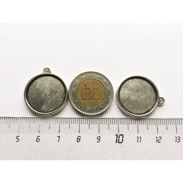 Antik ezüst medál-alap, dupla-oldalú (20mm)