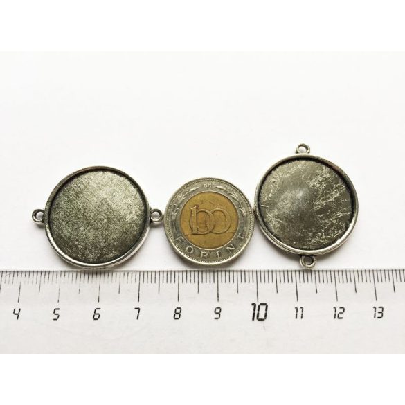 Antik ezüst összekötő medál-alap, dupla-oldalú (25mm)