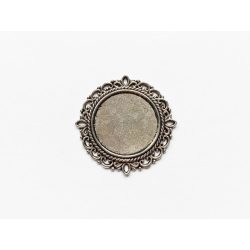 Antik ezüst színű díszes kerek medál alap (20mm)