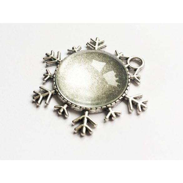 Antik ezüst színű HÓPIHE mintájú medál alap (25mm)