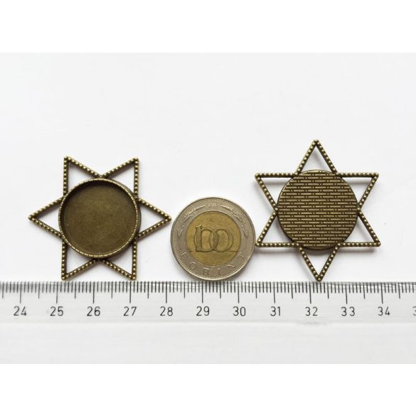 Antik bronz színű CSILLAG medál alap (20mm)