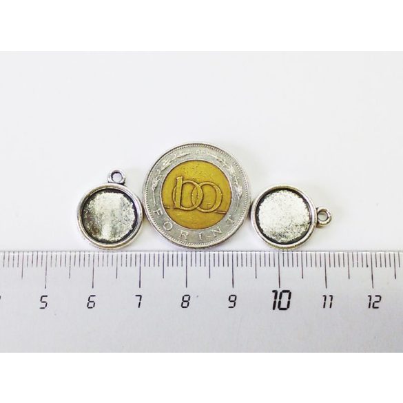 Antik ezüst dupla-oldalú medál-alap (12mm)