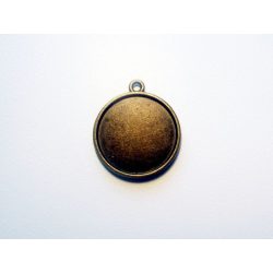 Antik bronz medál-alap, dupla-oldalú, 20mm