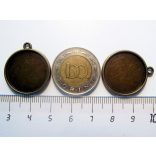 Antik bronz medál-alap, dupla-oldalú, 20mm
