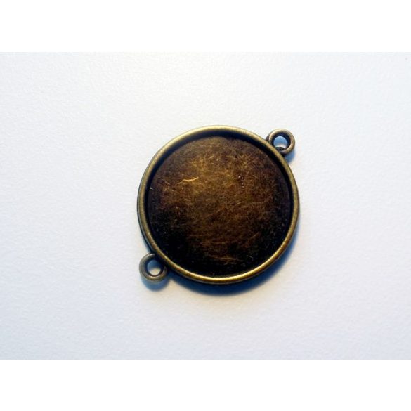 Antik bronz összekötő medál-alap, dupla-oldalú, 20mm