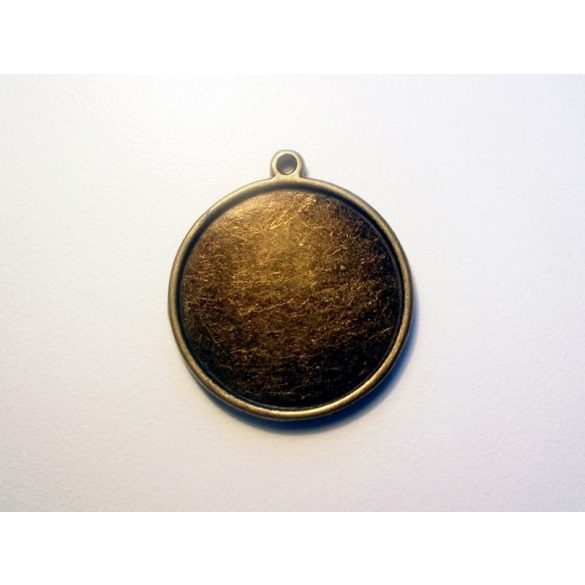 Antik bronz medál-alap, dupla-oldalú, 25 mm