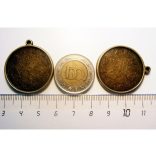 Antik bronz medál-alap, dupla-oldalú, 25 mm
