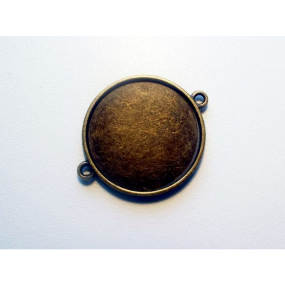 Antik bronz összekötő medál-alap, dupla-oldalú, 25 mm