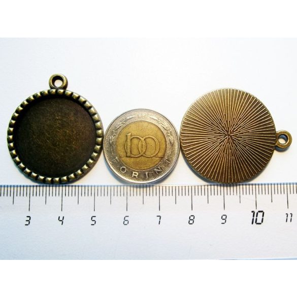Antik bronz medál-alap, 25 mm, *B*