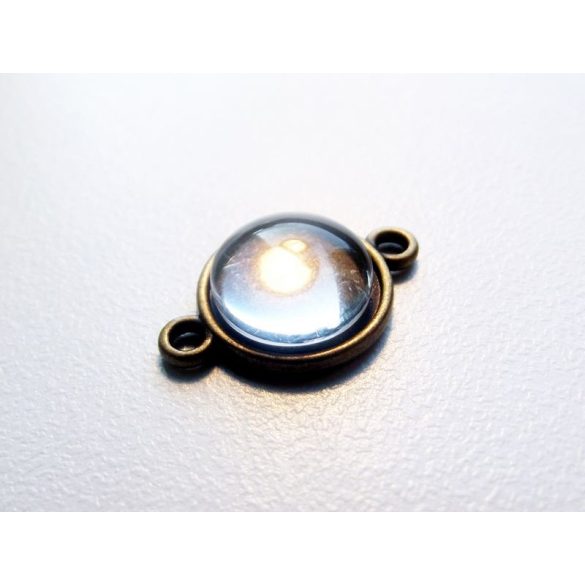 Antik bronz összekötő medál-alap, dupla-oldalú, 10 mm