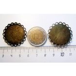Antik bronz dupla-csipkés medál-alap, 25 mm