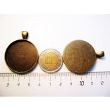 Antik bronz medál-alap, BIG, 30 mm