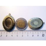 Antik bronz nyitható medál-alap, ovális, 18x13mm