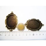 Antik bronz ovális medál-alap, 40x30mm, *BIG Elf*