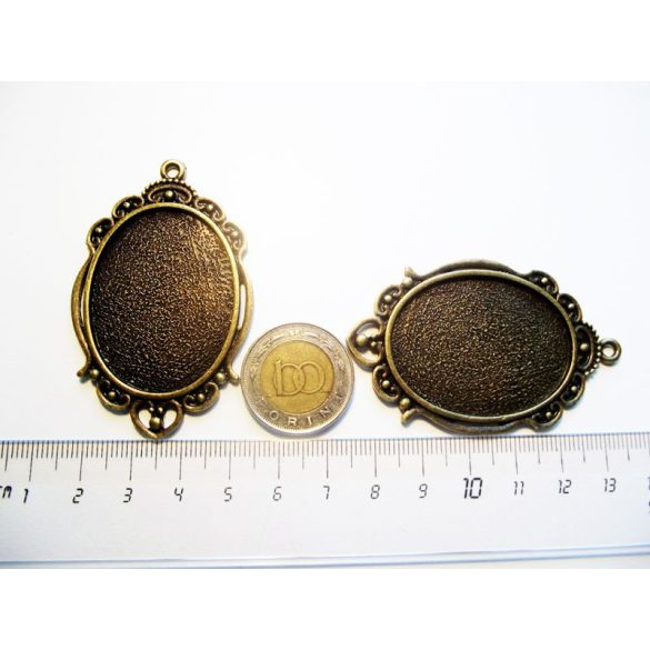 Antik bronz ovális medál-alap, 40x30mm, *BIG Elf*