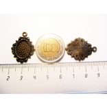 Antik bronz ovális medál-alap, 14x10mm