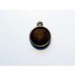 Antik bronz medál-alap, dupla-oldalú, 12 mm