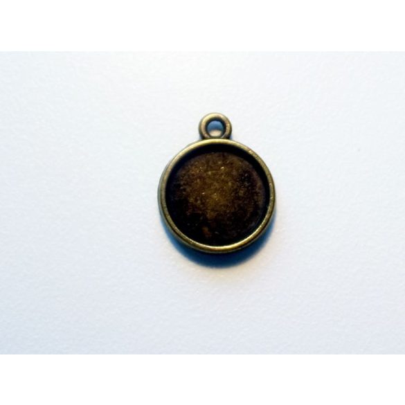 Antik bronz medál-alap, dupla-oldalú, 12 mm