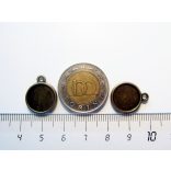 Antik bronz medál-alap, dupla-oldalú, 12 mm