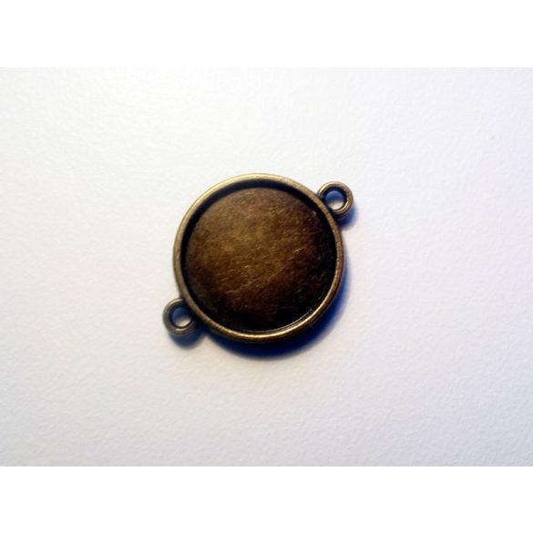 Antik bronz összekötő medál-alap, dupla-oldalú, 16 mm