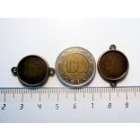 Antik bronz összekötő medál-alap, dupla-oldalú, 16 mm