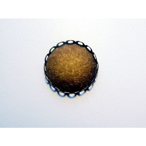 Antik bronz csipkés szélű medál-alap, 20 mm