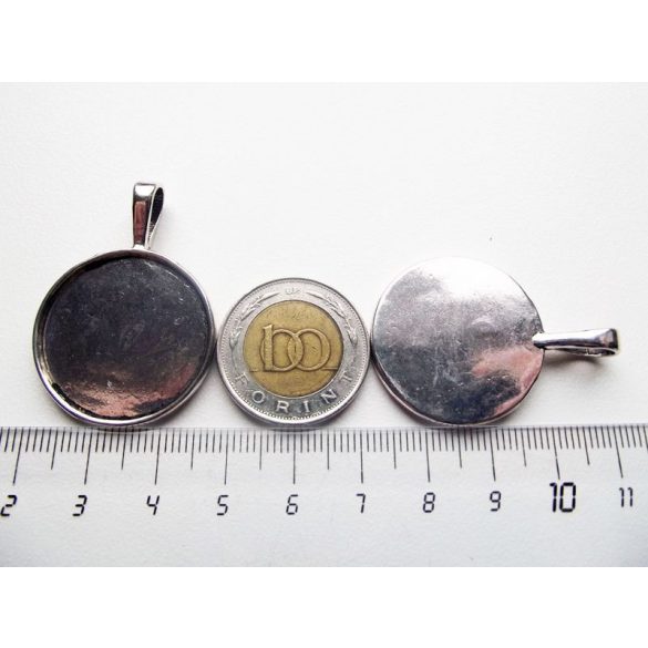 Antik ezüst medál-alap, 25 mm