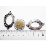 Antik ezüst ovális medál-alap, 25x18mm, *Elf*