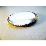 Antik ezüst ovális medál-alap, csipkés szélű, 40x30mm