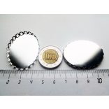 Antik ezüst ovális medál-alap, csipkés szélű, 40x30mm