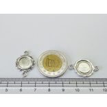 Antik ezüst díszes összekötő medál-alap, 10 mm
