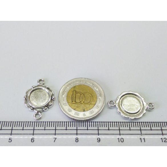 Antik ezüst díszes összekötő medál-alap, 10 mm