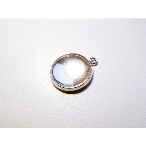 Platina ezüst színű medál-alap, 14 mm