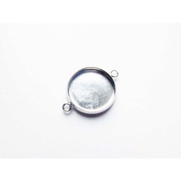 Platina ezüst színű összekötő medál-alap, 14 mm