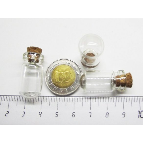 Gömbölyű aljú mini üvegcse parafadugóval (27mm x 13mm)
