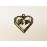 Sárga Strasszos Mom Szív medál (20mm)