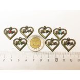 Sárga Strasszos Mom Szív medál (20mm)