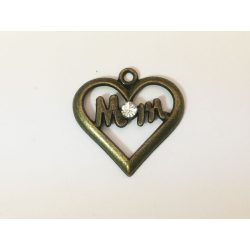 Clear Strasszos Mom Szív medál (20mm)