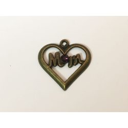 Lila Strasszos Mom Szív medál (20mm)