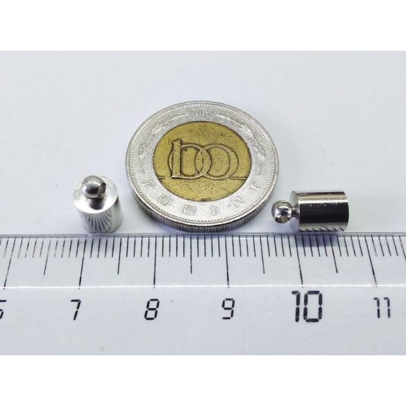 1pár - Cilinder kupak - antik ezüst (belső méret: 5,5mm)