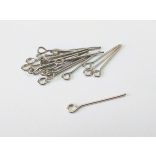 Antik ezüst szemes szerelőpálca, 2cm - 20db