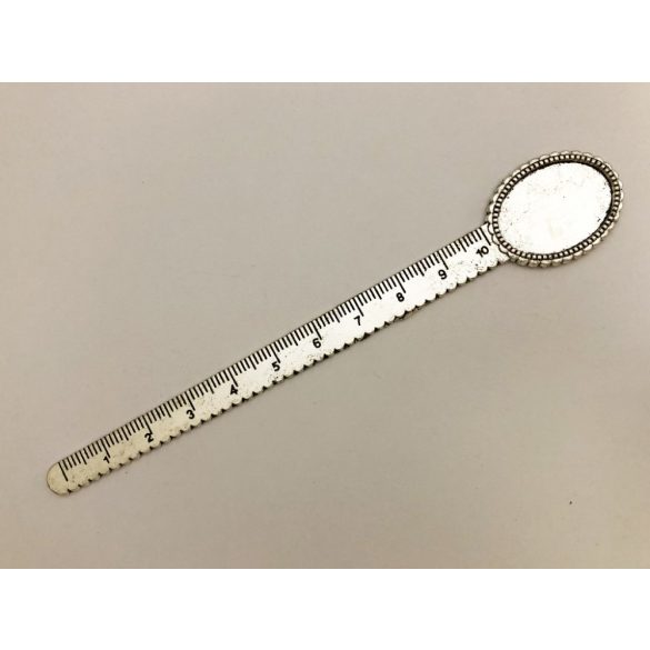 Antik ezüst színű vonalzós könyvjelző alap (25*18mm tányérral) 