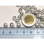 Fehér alapon fekete SMILEY FACE akril gyöngy (7mm)