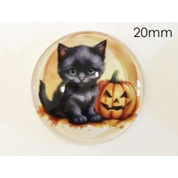 Halloween kaboson 20mm -  Fekete cica